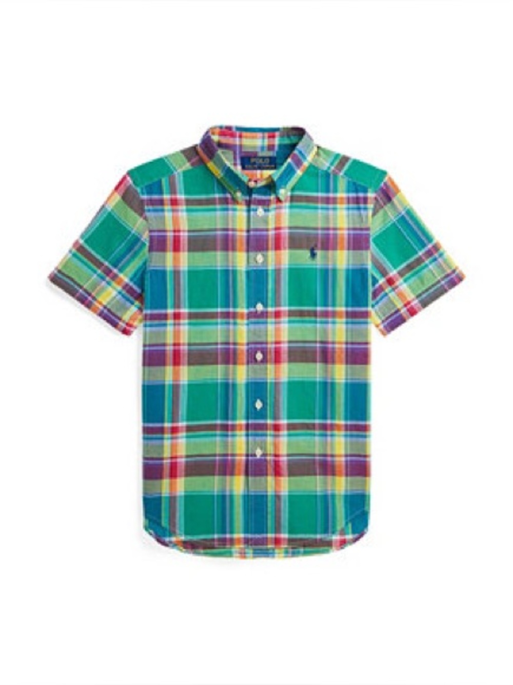 Polo by Ralph Lauren Big Boys Cotton Madras Short-Sleeve Shirt Sz XL (18-20)